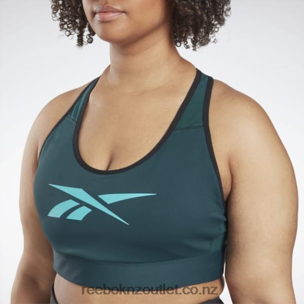 Forest Green 2B4626663 Lux Vector Racer Sports Bra (Plus Size) Reebok Women