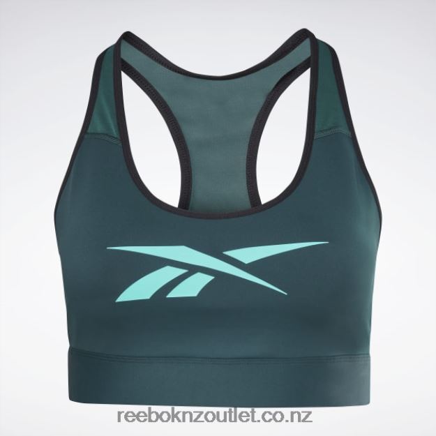 Forest Green 2B4626663 Lux Vector Racer Sports Bra (Plus Size) Reebok Women