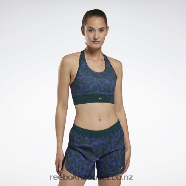 Forest Green 2B4626690 Running Printed Sports Bra Reebok Women