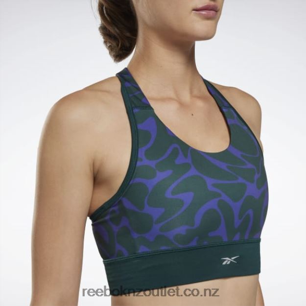 Forest Green 2B4626690 Running Printed Sports Bra Reebok Women