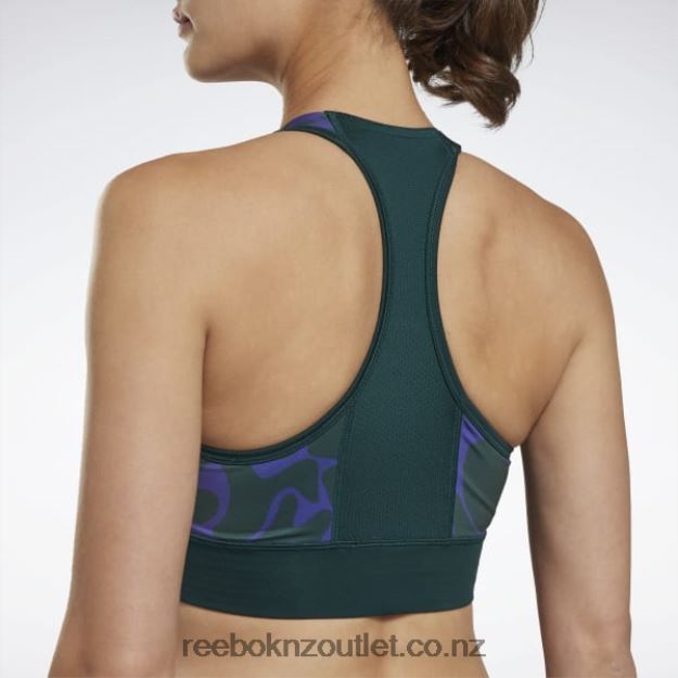 Forest Green 2B4626690 Running Printed Sports Bra Reebok Women
