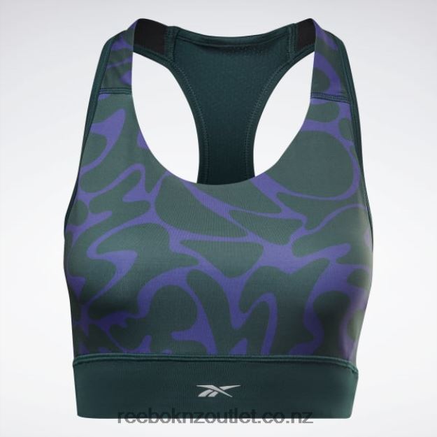 Forest Green 2B4626690 Running Printed Sports Bra Reebok Women