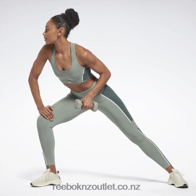 Harmony Green 2B4626658 Lux Racer Padded Colorblock Bra Reebok Women