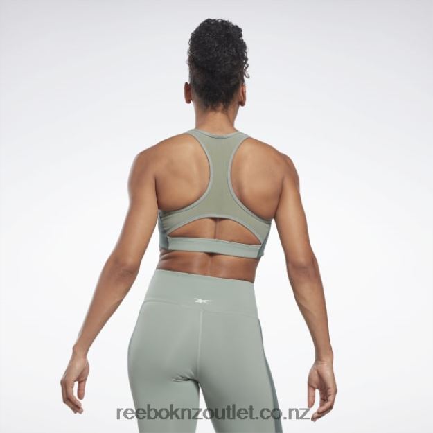 Harmony Green 2B4626658 Lux Racer Padded Colorblock Bra Reebok Women