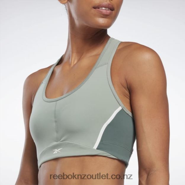 Harmony Green 2B4626658 Lux Racer Padded Colorblock Bra Reebok Women