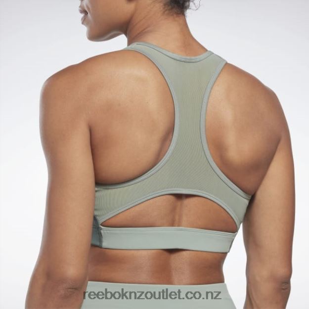 Harmony Green 2B4626658 Lux Racer Padded Colorblock Bra Reebok Women