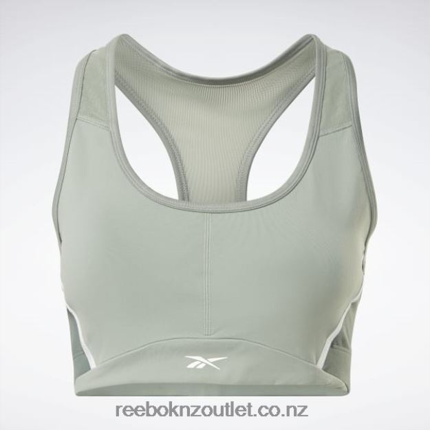 Harmony Green 2B4626658 Lux Racer Padded Colorblock Bra Reebok Women