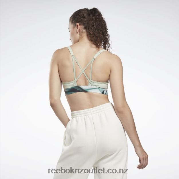 Light Sage 2B4626983 Lux Strappy Liquid Abyss Print Sports Bra Reebok Women