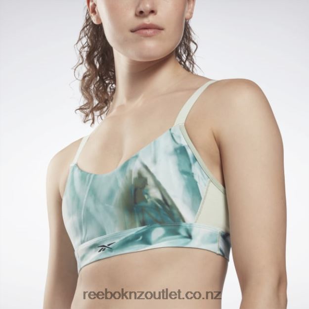 Light Sage 2B4626983 Lux Strappy Liquid Abyss Print Sports Bra Reebok Women
