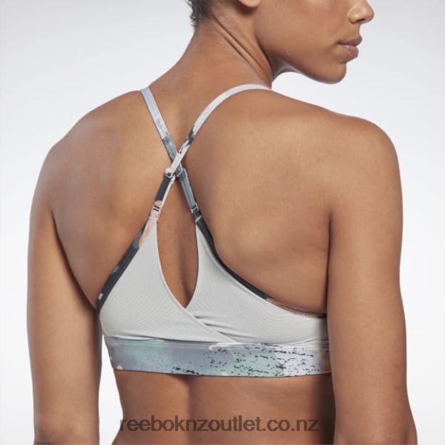 Pure Grey 3 2B4626508 Lux Strappy Allover Print Bold Bra Reebok Women