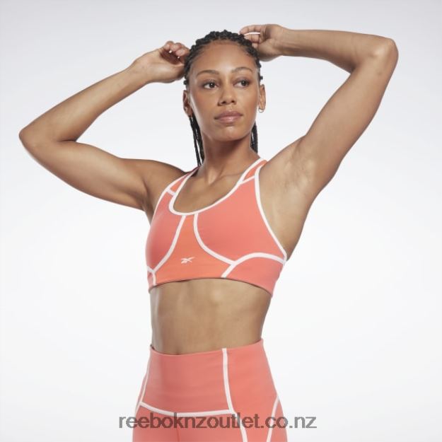 Semi Orange Flare 2B4626416 Lux Racer Padded Colorblocked Bra Reebok Women