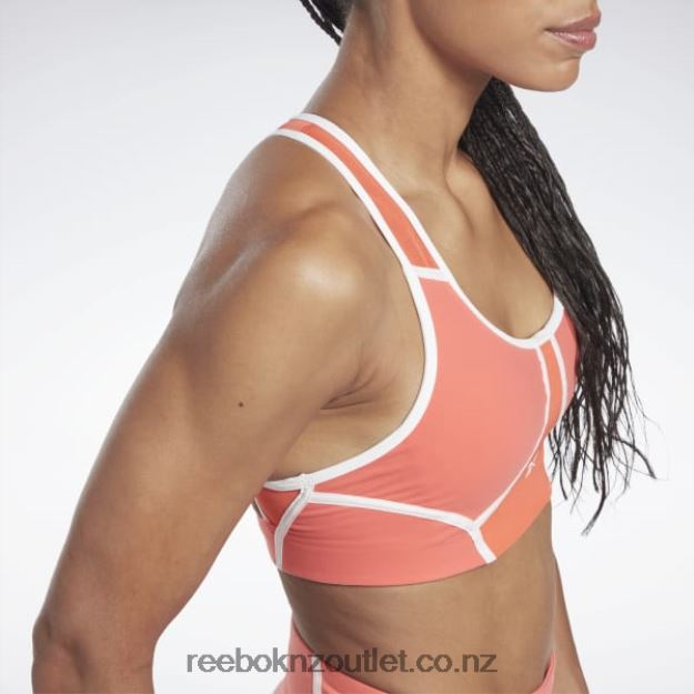 Semi Orange Flare 2B4626416 Lux Racer Padded Colorblocked Bra Reebok Women