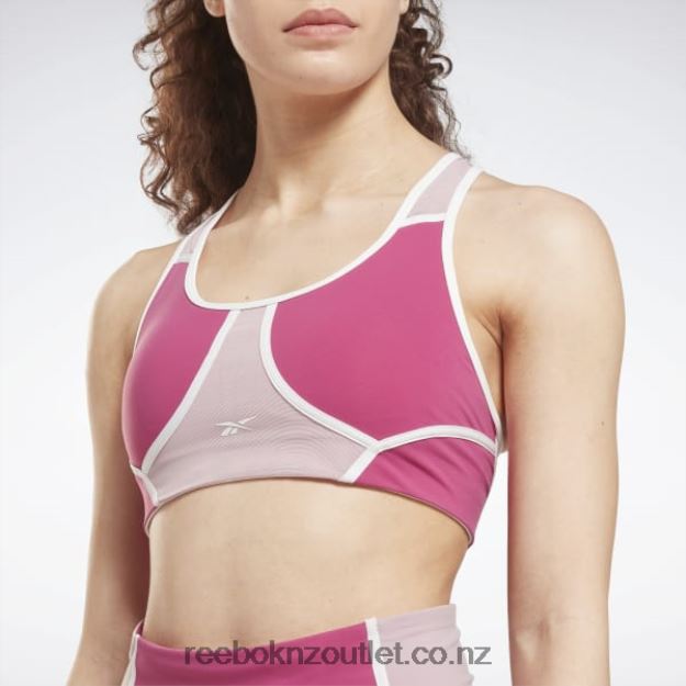 Semi Proud Pink 2B4626694 Lux Racer Padded Colorblocked Bra Reebok Women