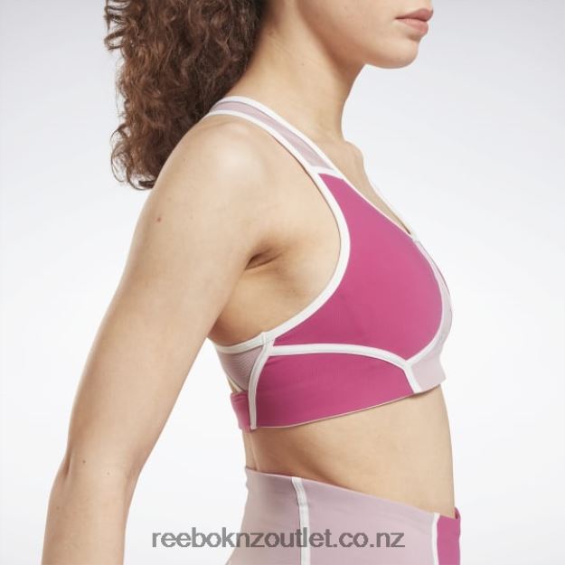 Semi Proud Pink 2B4626694 Lux Racer Padded Colorblocked Bra Reebok Women