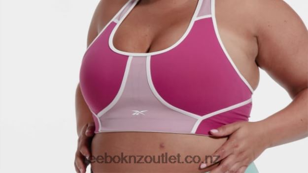Semi Proud Pink 2B4626804 Lux Racer Padded Colorblocked Bra (Plus Size) Reebok Women