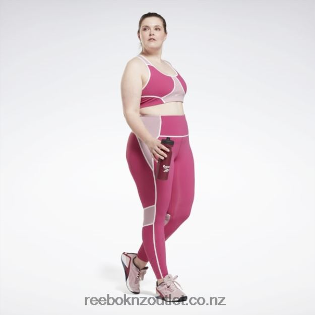 Semi Proud Pink 2B4626804 Lux Racer Padded Colorblocked Bra (Plus Size) Reebok Women