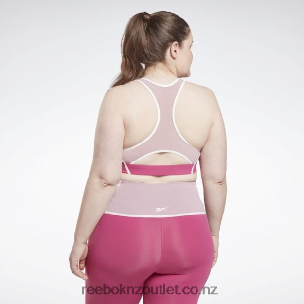 Semi Proud Pink 2B4626804 Lux Racer Padded Colorblocked Bra (Plus Size) Reebok Women