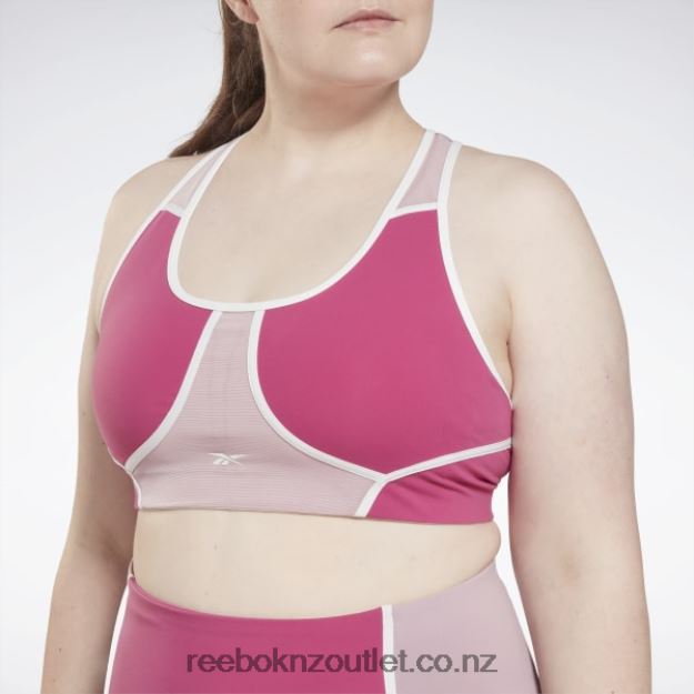 Semi Proud Pink 2B4626804 Lux Racer Padded Colorblocked Bra (Plus Size) Reebok Women