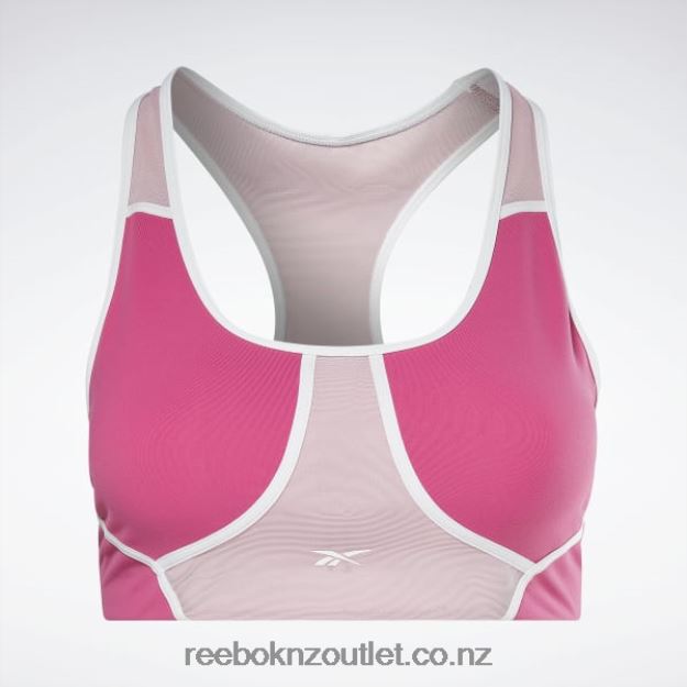 Semi Proud Pink 2B4626804 Lux Racer Padded Colorblocked Bra (Plus Size) Reebok Women