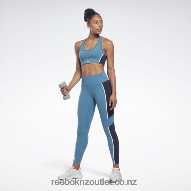 Steely Blue S23-R 2B4626778 Lux Racer Padded Colorblock Bra Reebok Women