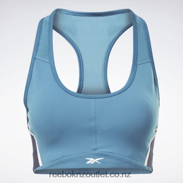 Steely Blue S23-R 2B4626778 Lux Racer Padded Colorblock Bra Reebok Women