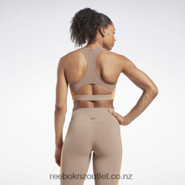 Taupe 2B4626682 Lux Racer Padded Colorblock Bra Reebok Women