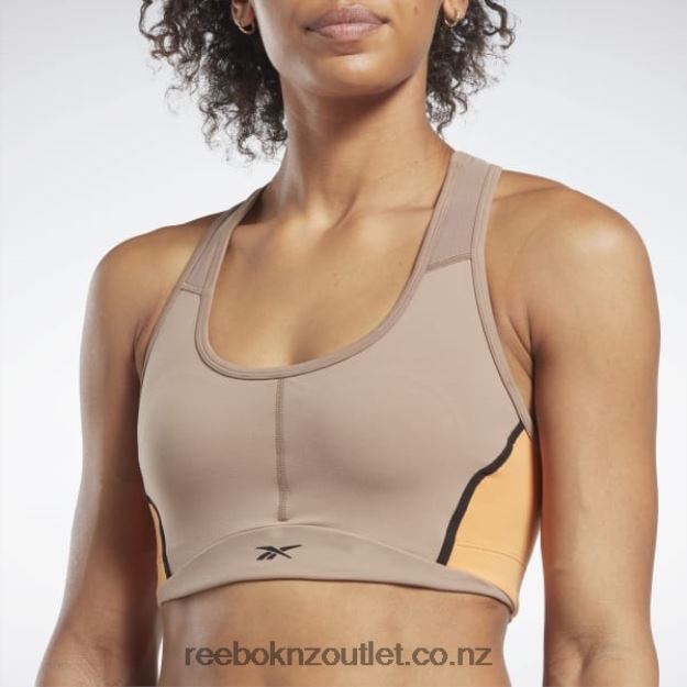 Taupe 2B4626682 Lux Racer Padded Colorblock Bra Reebok Women