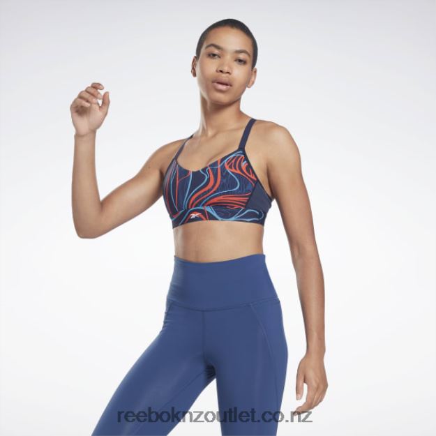Vector Navy 2B4626695 Lux Strappy Nature Grown Print Sports Bra Reebok Women