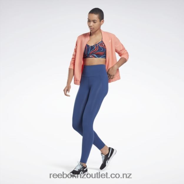 Vector Navy 2B4626695 Lux Strappy Nature Grown Print Sports Bra Reebok Women