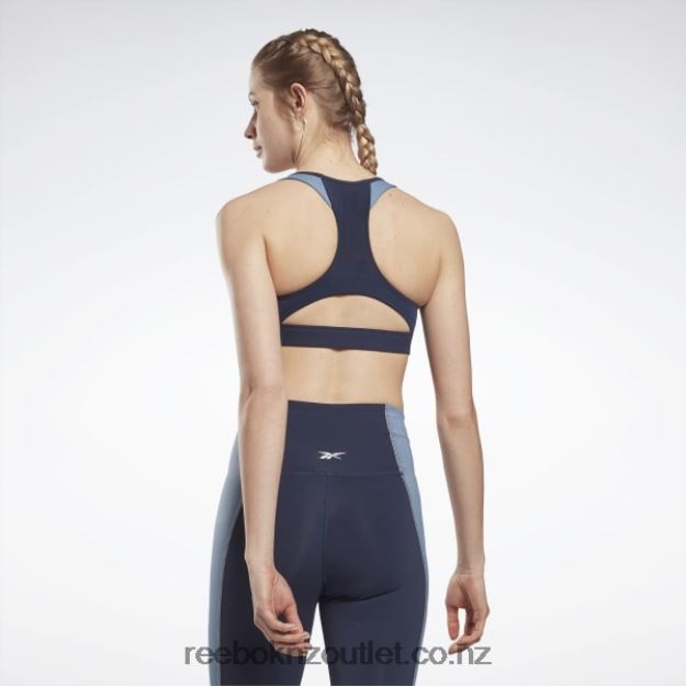 Vector Navy 2B4626864 Lux Racer Padded Colorblock Sports Bra Reebok Women