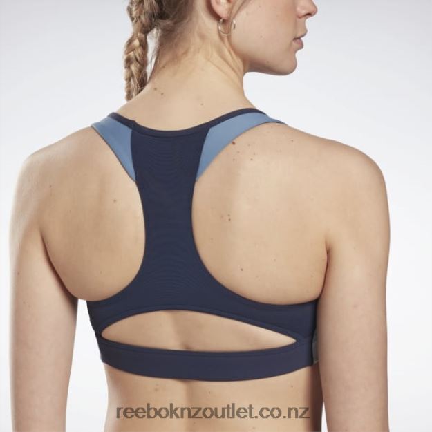 Vector Navy 2B4626864 Lux Racer Padded Colorblock Sports Bra Reebok Women