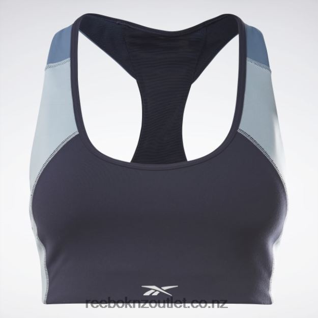 Vector Navy 2B4626864 Lux Racer Padded Colorblock Sports Bra Reebok Women
