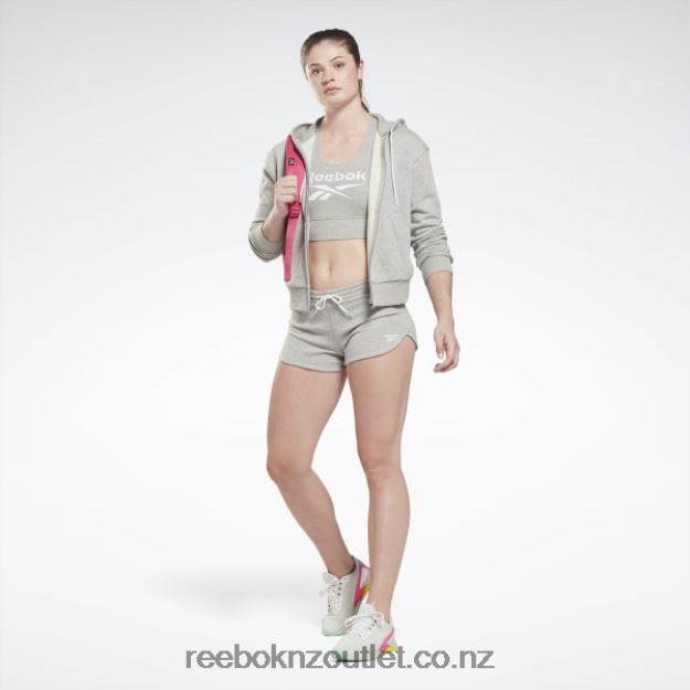 Medium Grey Heather 2B4626513 Identity Small Logo French Terry Zip-Up Hoodie Reebok Women