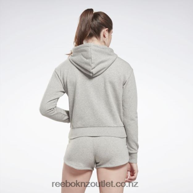 Medium Grey Heather 2B4626513 Identity Small Logo French Terry Zip-Up Hoodie Reebok Women