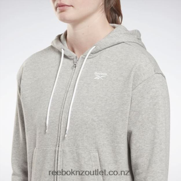 Medium Grey Heather 2B4626513 Identity Small Logo French Terry Zip-Up Hoodie Reebok Women