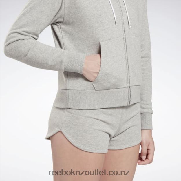 Medium Grey Heather 2B4626513 Identity Small Logo French Terry Zip-Up Hoodie Reebok Women