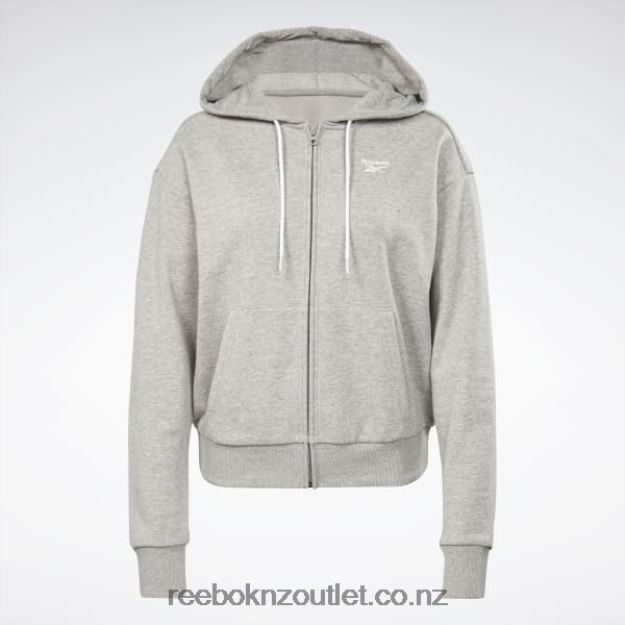 Medium Grey Heather 2B4626513 Identity Small Logo French Terry Zip-Up Hoodie Reebok Women