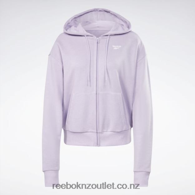 Purple Oasis 2B4626648 Identity Small Logo French Terry Zip-Up Hoodie Reebok Women