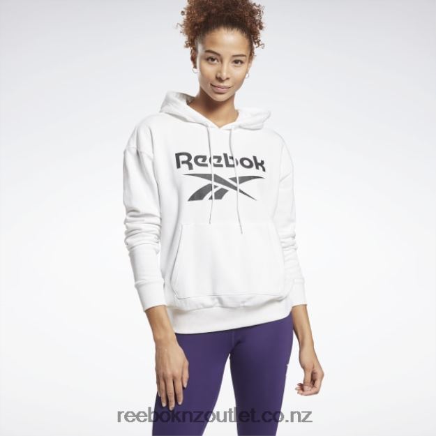 White/Black 2B4626989 Identity Logo French Terry Hoodie Reebok Women