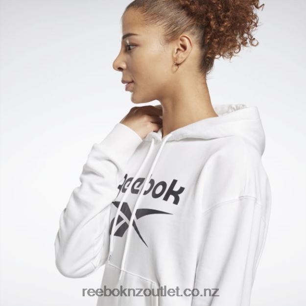 White/Black 2B4626989 Identity Logo French Terry Hoodie Reebok Women