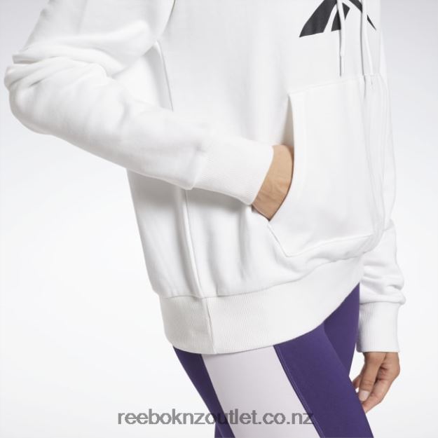 White/Black 2B4626989 Identity Logo French Terry Hoodie Reebok Women