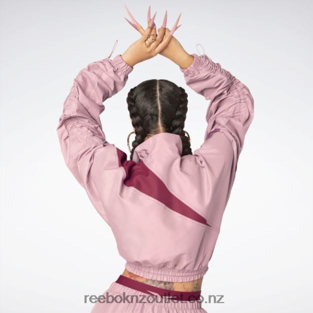 Sandy Rose 2B4626170 Cardi B Woven Satin Jacket Reebok Women