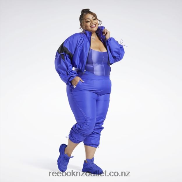 Ultima Purple 2B4626708 Cardi B Woven Crop Jacket (Plus Size) Reebok Women