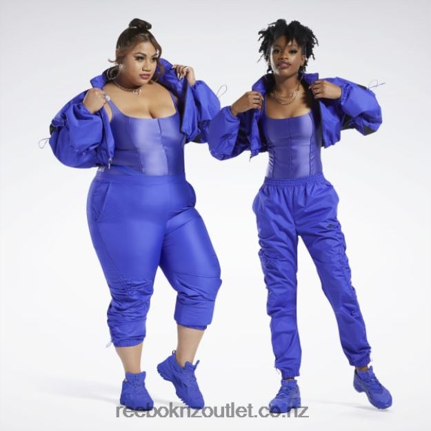 Ultima Purple 2B4626708 Cardi B Woven Crop Jacket (Plus Size) Reebok Women