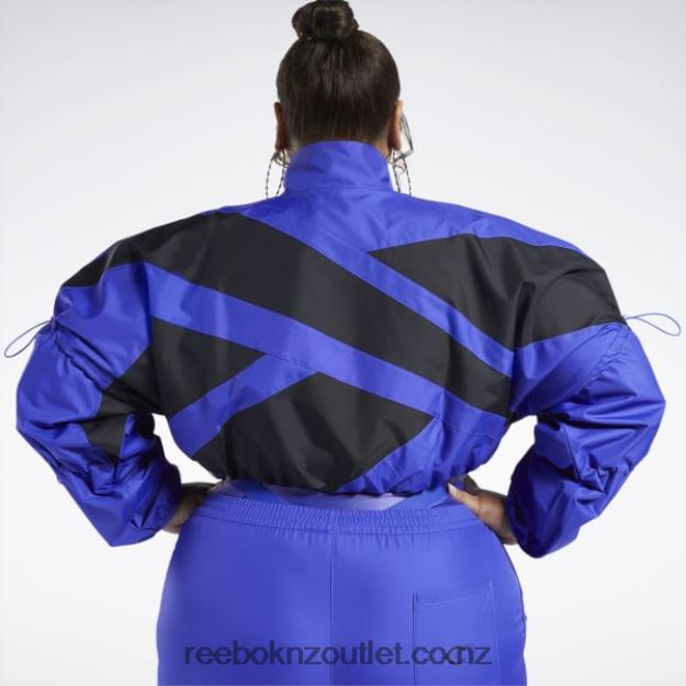 Ultima Purple 2B4626708 Cardi B Woven Crop Jacket (Plus Size) Reebok Women
