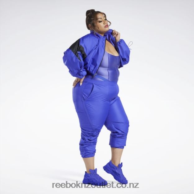 Ultima Purple 2B4626708 Cardi B Woven Crop Jacket (Plus Size) Reebok Women