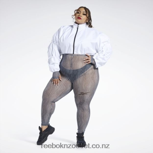 White 2B4626335 Cardi B Woven Crop Jacket (Plus Size) Reebok Women