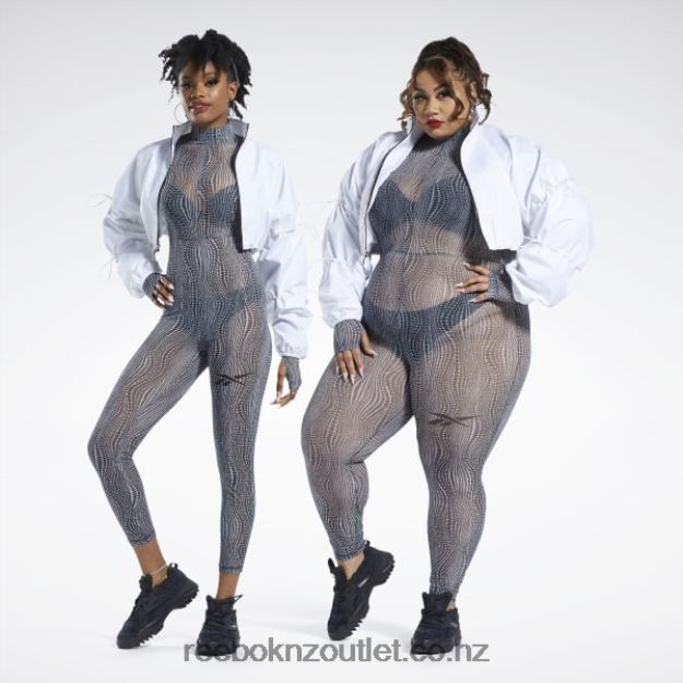 White 2B4626335 Cardi B Woven Crop Jacket (Plus Size) Reebok Women