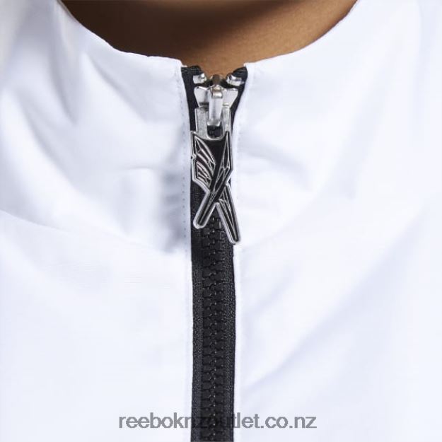 White 2B4626335 Cardi B Woven Crop Jacket (Plus Size) Reebok Women