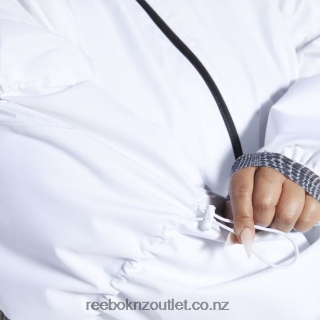 White 2B4626335 Cardi B Woven Crop Jacket (Plus Size) Reebok Women